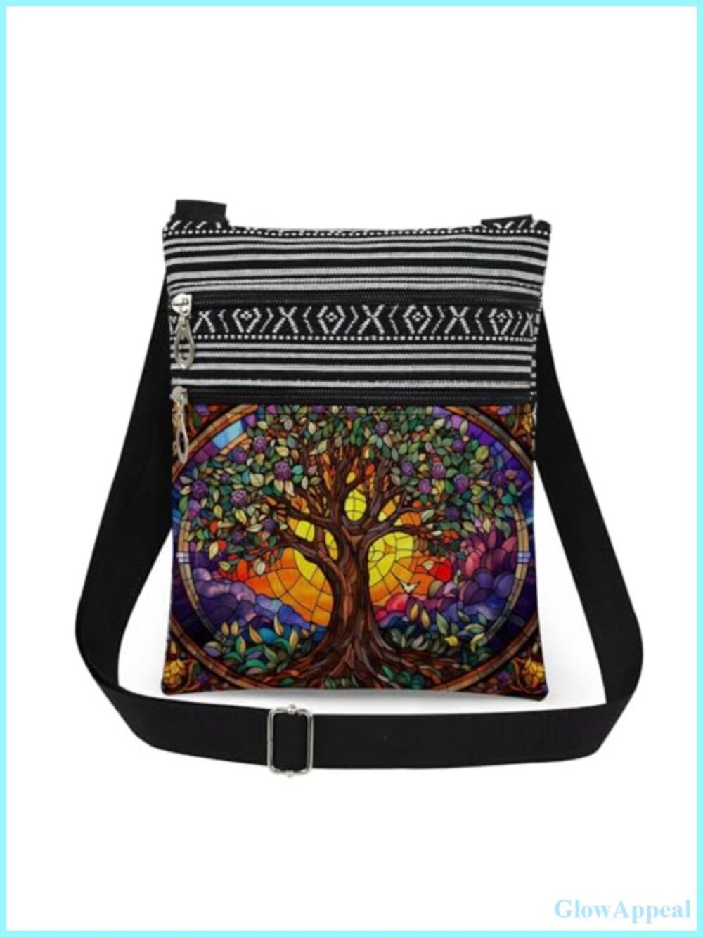 Tree of Life Crossbody Bag Polyester Adjustable Strap Messenger
